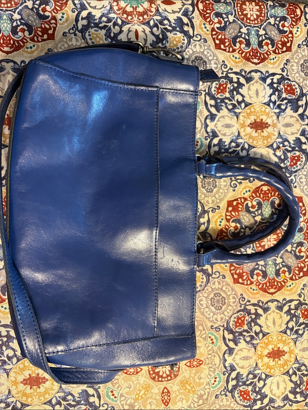 Patricia Nash Cobalt Blue Leather Tote with Top Handles - Picture 2 of 4
